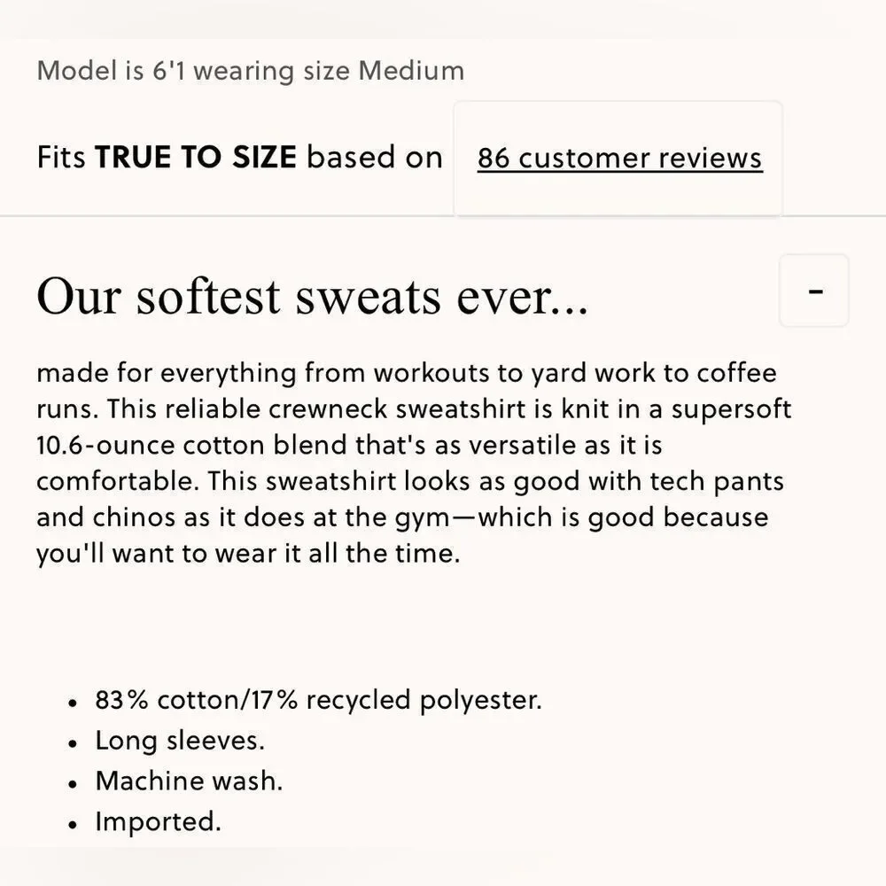 NWT J CREW Summit 11 oz. soft-knit fleece sweatshirt in black